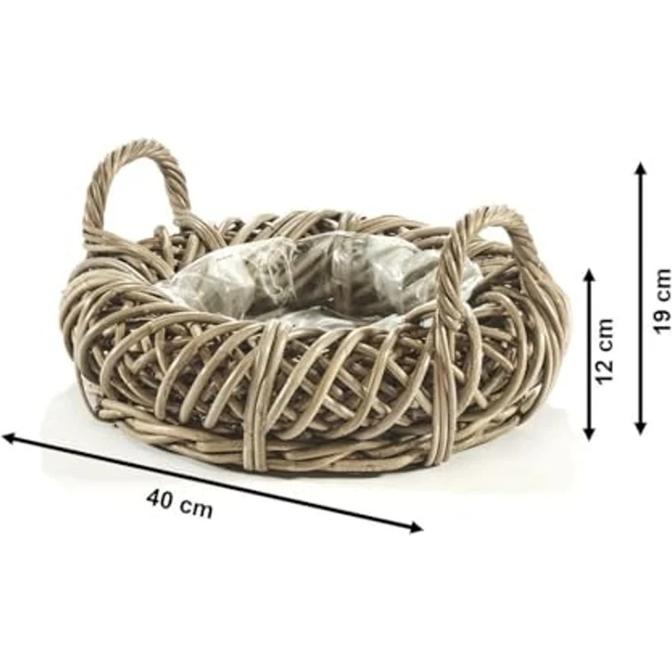 Kobolo Pflanzkübel Pflanzschale aus Rattan - Kubu grey mit Folie – Bild 3