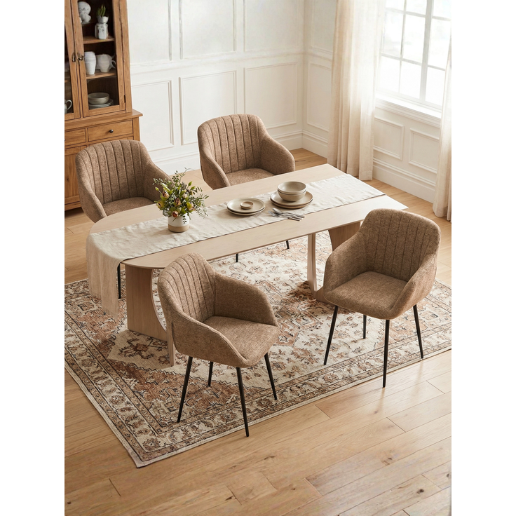 GOEURVANT 711 Esszimmerstühle 6er-Set mit Armlehnen, Chenille - Kaffee – Bild 2