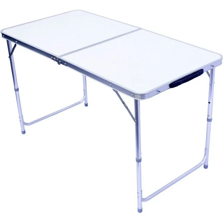 Klappbarer Multifunktionstisch Mehrzwecktisch Campingtisch Klapptisch Markttisch höhenverstellbarer Tapeziertisch Beistelltisch zum Campen im Garten für Festivalls Märkte und mehr (Weiß: 120x60 cm)