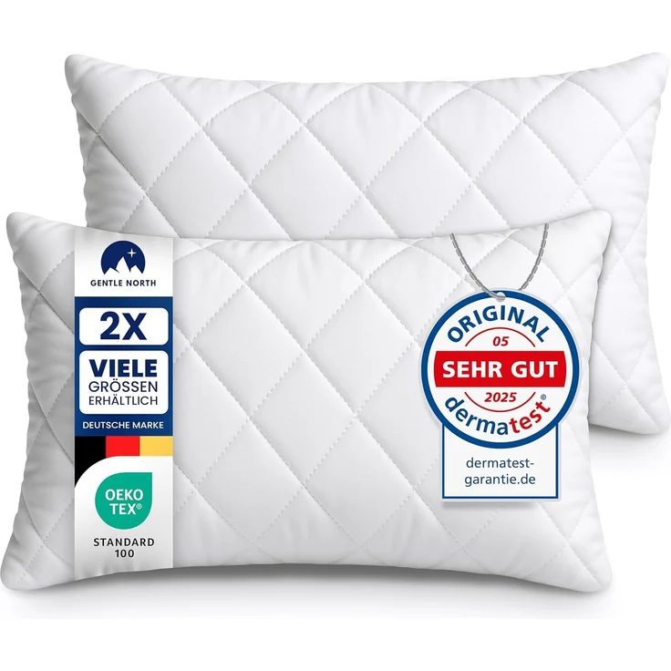 Gentle North Kopfkissen (30x50 cm groß) - 2er Set Kissen für Bett und als Dekokissen - Mit Reißverschluss für Füllung - Sofakissen - Zierkissen für Couch und Sofa - Ökotex - Waschbar bis 60° - Weiß