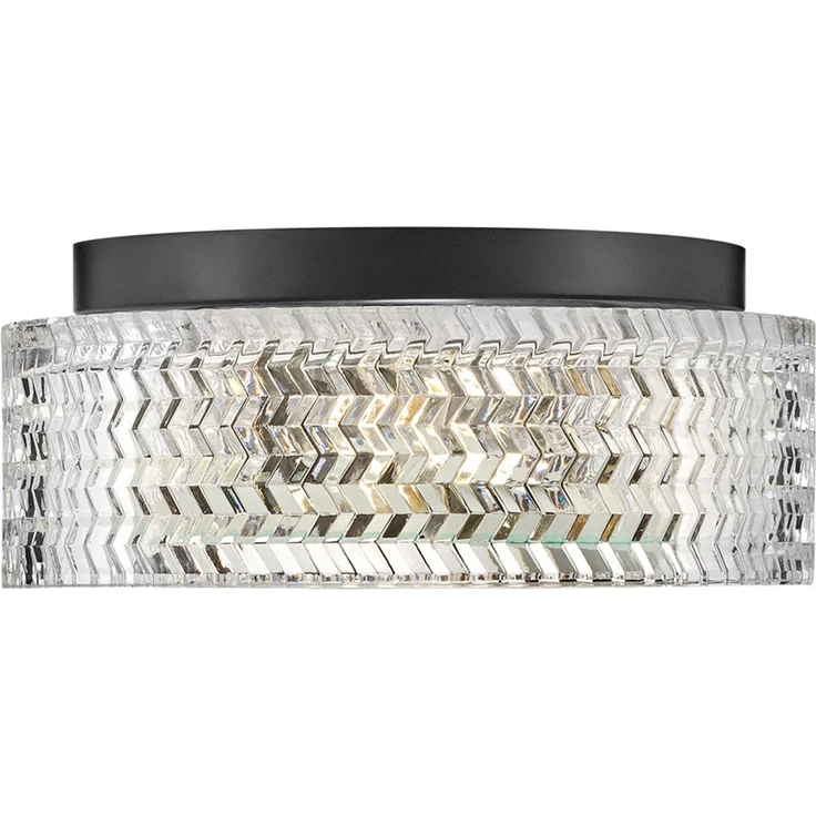 Retro LED Deckenleuchte Schwarz mit Chevron Glas Lampenschirm Ø 30,5cm – Bild 10