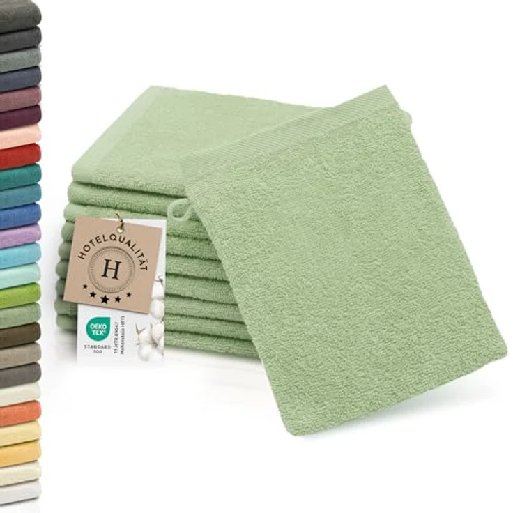 ZOLLNER Waschlappen, (10-St), dauerhaft strahlende Farben, weich, 16 x 21 cm, 100% Baumwolle, vom Hotelwäschespezialisten – Bild 2