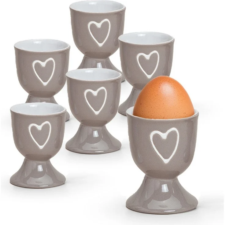 matches21 HOME & HOBBY Eierbecher, (6-tlg), Runde Keramik Ei-Halter als lustige Frühstücks-Eier Tisch-Deko – Bild 5