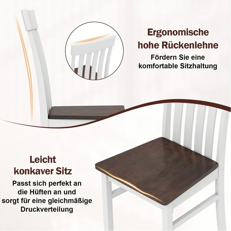 COSTWAY Esszimmerstuhl (2 St), mit ergonomischer Rückenlehnen & vertieftem Sitz – Bild 3