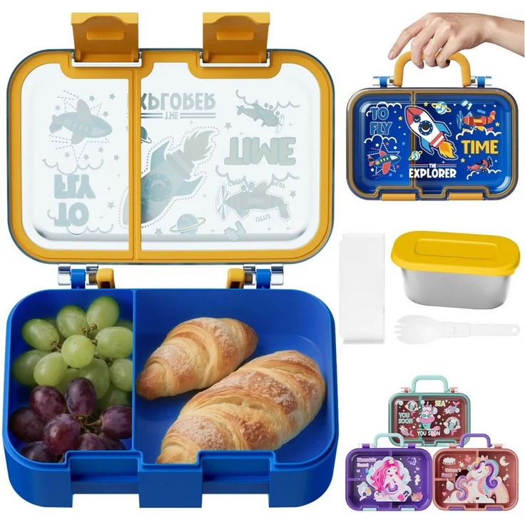 Bundviel Lunchbox Brotdose Kinder mit Fächern Bento Box Auslaufsicher Lunchbox – Bild 5