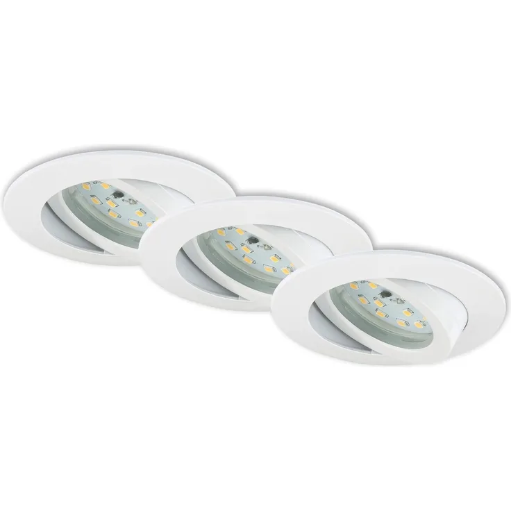 Briloner LED Einbauleuchten Attach weiß, 3er Set Einbaustrahler Deckenspots