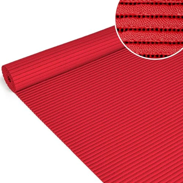 ANRO Badematte Weichschaummatte rutschfest Duschvorleger in Feuerrot, 65x500cm, wasserdurchlässig, pflegeleicht, schnelltrocknend – Bild 1