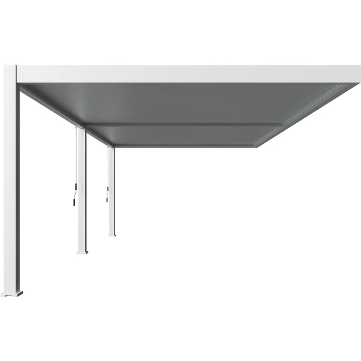 Weide Deluxe Plus Wand-Pergola Voll-Aluminium 4x8m mit Lamellendach weiß – Bild 3