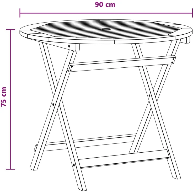 vidaXL Klappbarer Gartentisch Braun Ø 90 x 75 cm 42032421 – Bild 6