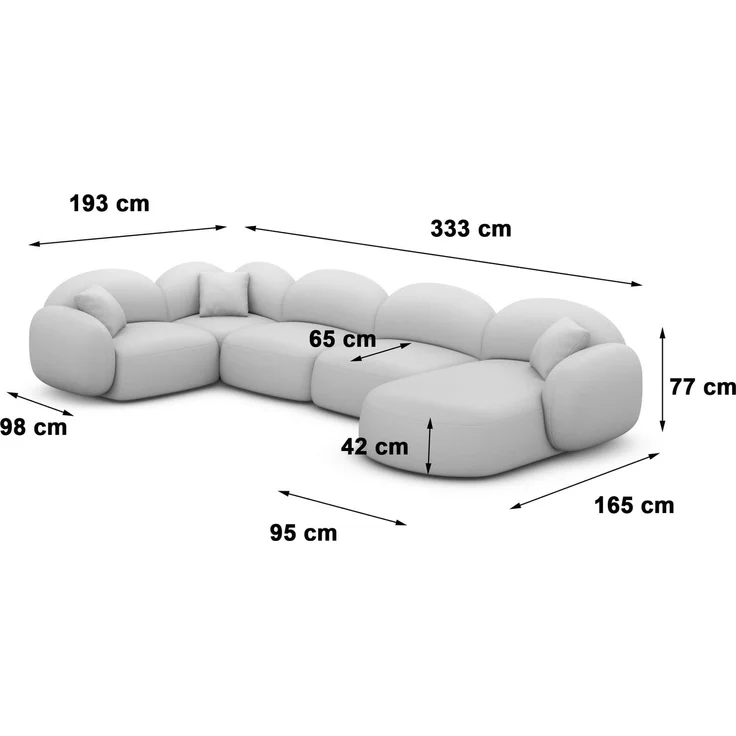 Polster Wohnlandschaft Mirello XL U-Form - Samtstoff - Beige - Rechts – Bild 6