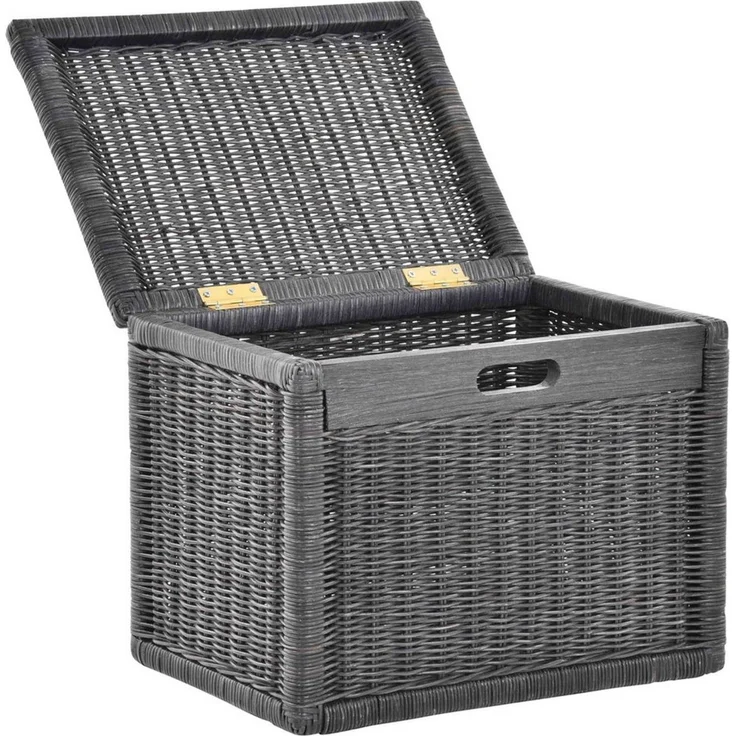 Krines Home Aufbewahrungskorb Hoher Korb mit Deckel Rattan geflochten Regalkorb Aufbewahrungsbox, Mit Inlett – Bild 4