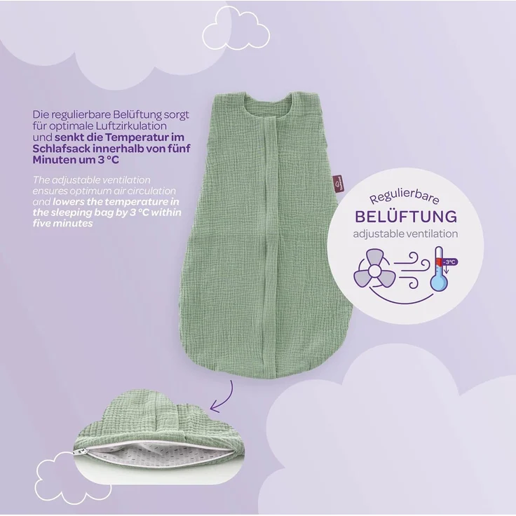 Sommerschlafsack LIEBMICH Baumwollmusselin schokopflaume, Größe 70 – Bild 3