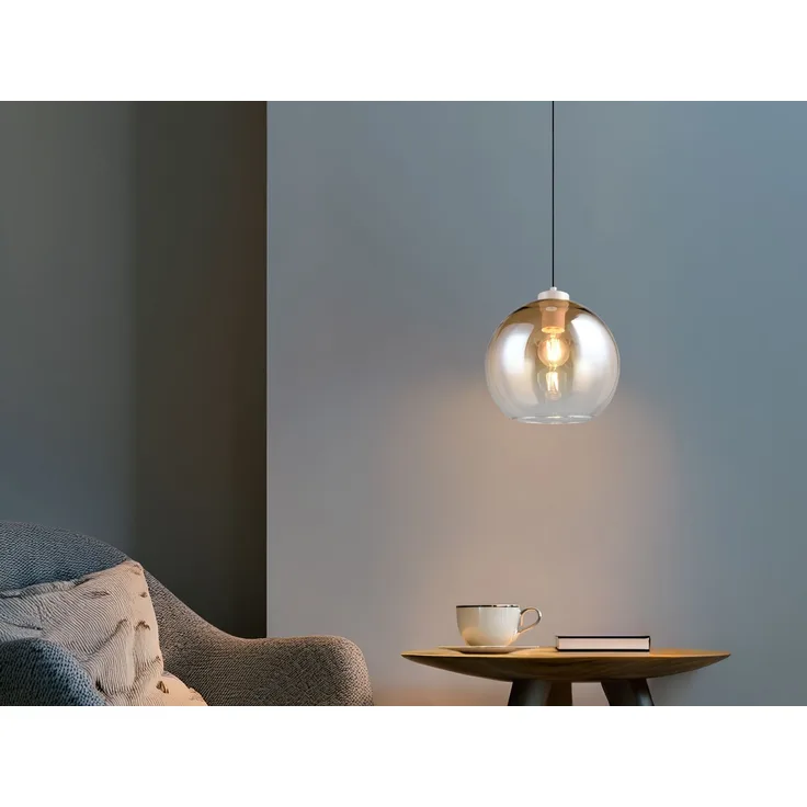 Pendelleuchte LIORA höhenverstellbar 1-flammig mit Glaskugel Bernstein, Ø 25cm