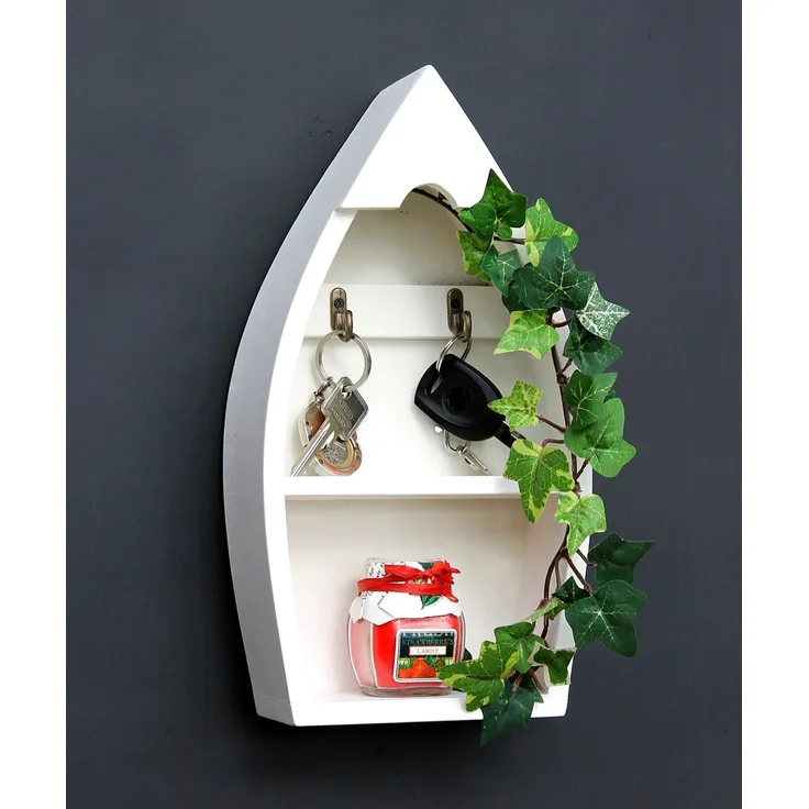 Schlüsselboard mit Ablage Boot 93541-S Schlüsselhaken Wandregal 30 cm Schlüsselleiste Schlüsselkasten