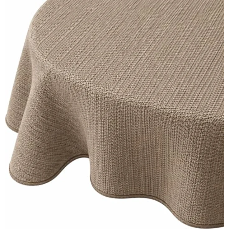 Brandsseller Gartentischdecke Ø 140 cm Tischdecke mit Paspel Outdoor Tischtuch rund Weichschaum für Garten, Terrasse, Balkon wetterfest rutschfest - Cappuccino – Bild 2