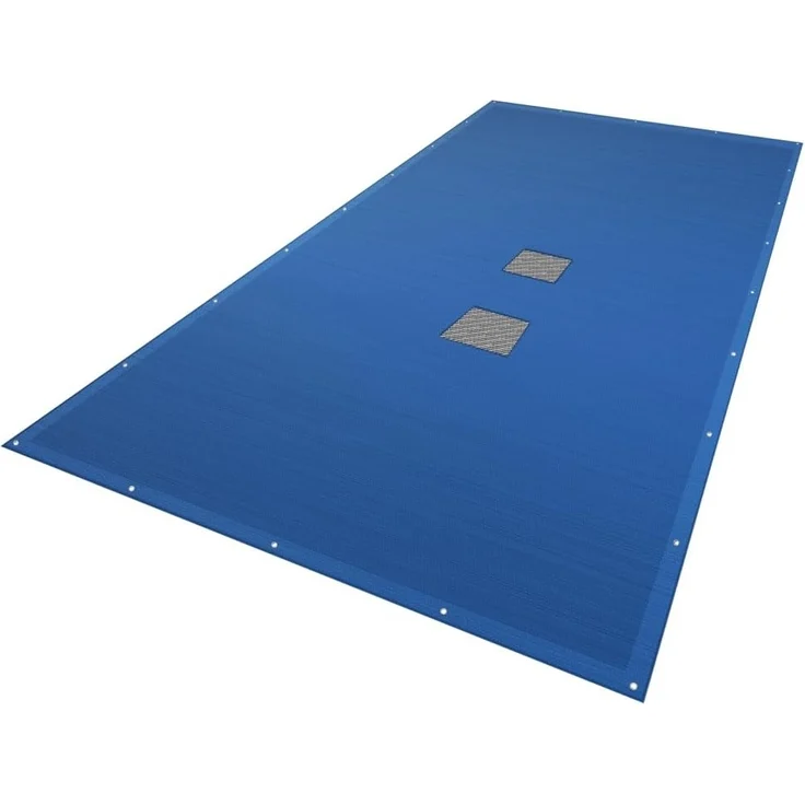 VOUNOT Poolabdeckung rechteckig, Pool Abdeckplane aus Polyethylen 160 g/m² mit Abflussnetz, Doppelte Poolplane Wasserdicht Schimmelresistent Reißfest mit Aluminiumösen 4X8m