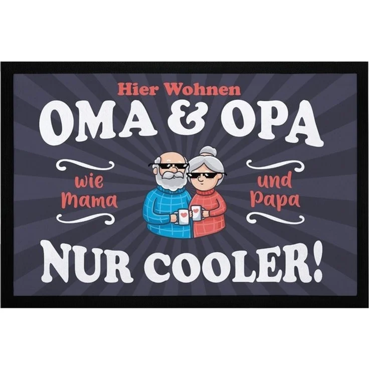MoonWorks Fußmatte Fußmatte Geschenk Hier wohnen Oma und Opa Großeltern lustige, rechteckig – Bild 4