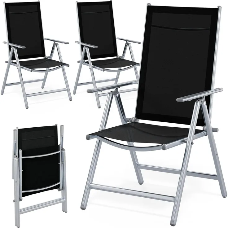 Casaria Gartenstuhl, Hochlehner Klappbar 8-Fach Verstellbar Alu Wetterfest 120kg Belastbar