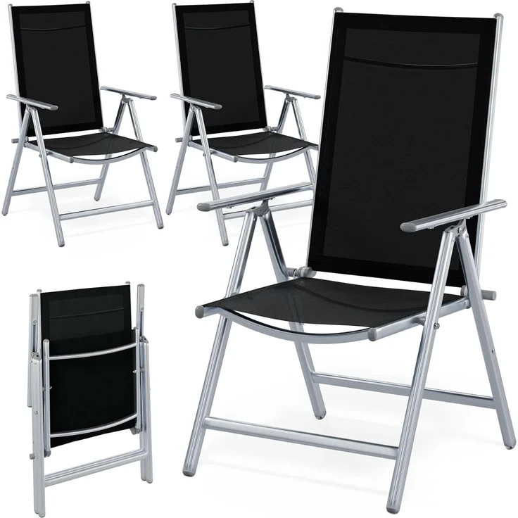 Casaria Gartenstuhl, Hochlehner Klappbar 8-Fach Verstellbar Alu Wetterfest 120kg Belastbar – Bild 1