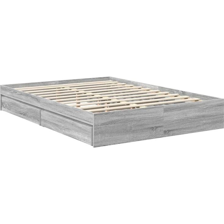 vidaXL Aufbewahrungsbett Graues Sonoma 140 x 200 cm Holzwerkstoff 3413504 – Bild 5