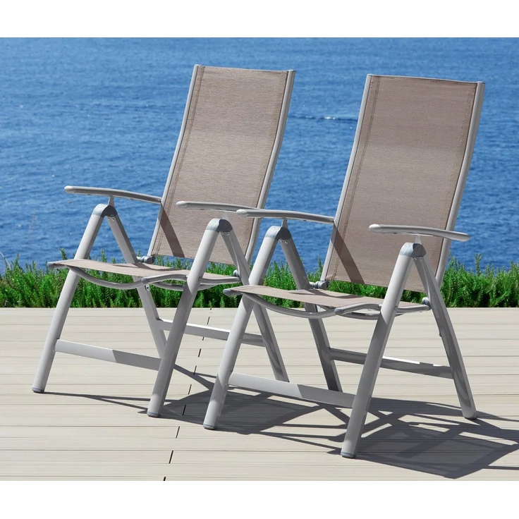 MERXX Gartenstuhl Amalfi (Set, 2 St), 2er Set, Alu/Textil, verstellbar – Bild 1