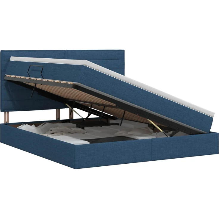 vidaXL Aufbewahrungsbett mit Matratze Blau 180 x 200 cm Stoff 3459461 – Bild 2