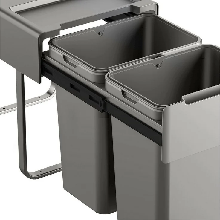 SVITA Einbaumülleimer, Unterschrank, Auszug, Mülltrennung, 2x20 Liter – Bild 2