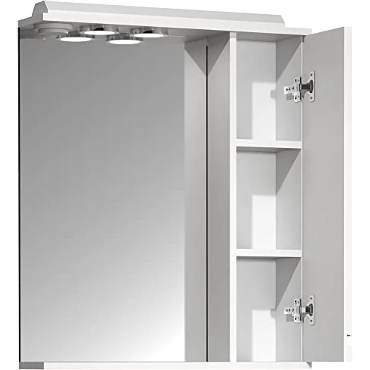 MID.YOU Spiegelschrank, Weiß, aus Holzwerkstoff, 2 Fächer, 60x71x14 cm, erweiterbar für das Badezimmer – Bild 4