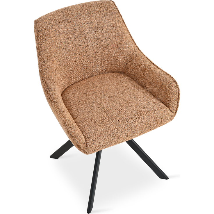 GOEURVANT 1178 Esszimmerstühle 4er-Set mit Armlehnen, 360° Drehbar, Chenille - Orange – Bild 4