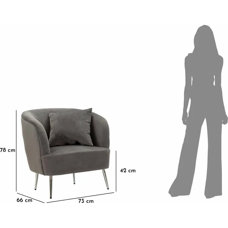 Dmora Madeira Sessel Grau mit Armlehnen, Belastbar bis 150 kg – Bild 2