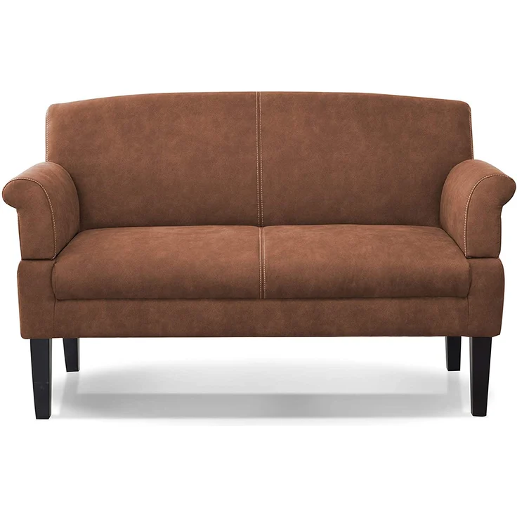 CAVADORE 2-Sitzer Küchensofa Malm, Sitzbank für Küche oder Esszimmer in Lederoptik, Inkl. Armteilverstellung, Federkern und moderner Kontrastnaht, 152 x 97 x 78, Mikrofaser: cognac – Bild 9