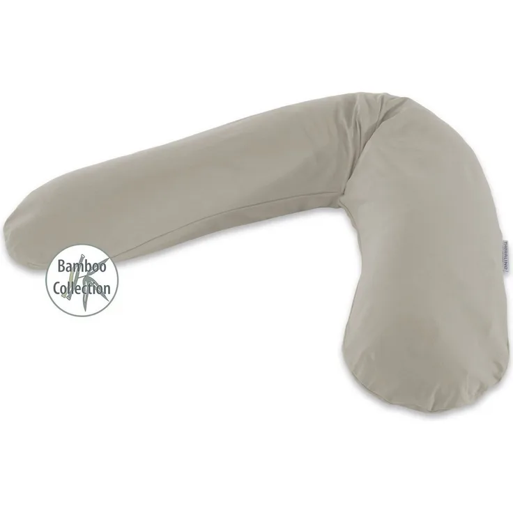 Theraline das Original Stillkissen mit Mikroperlen und Bambus-Jersey Bezug, lehmgrau