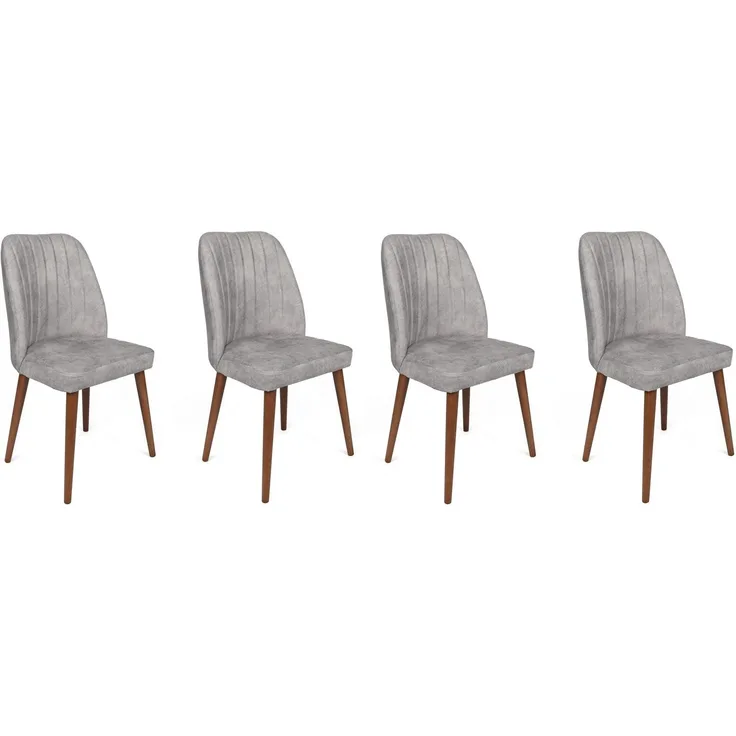 Skye Decor 'Alfa-468 V4' Stuhlset (4-teilig), Grau / Walnuss, 50 x 90 x 49 cm