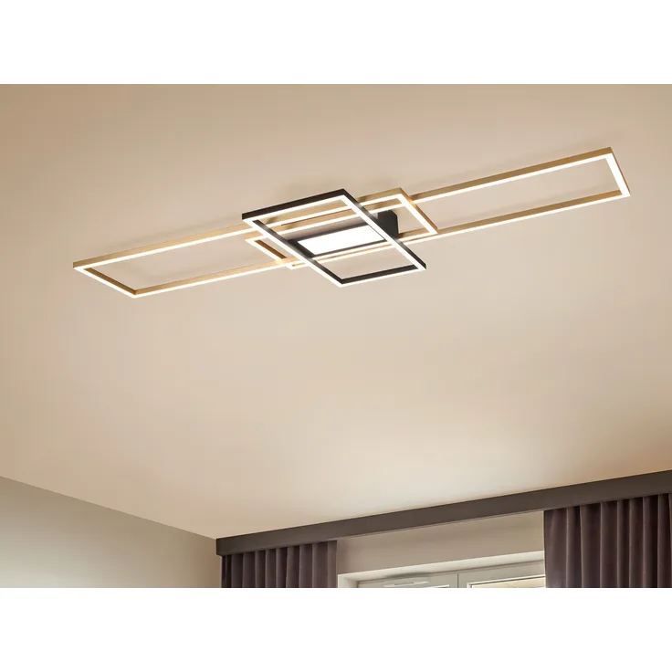 620010408 LED Deckenleuchte IRVINE Deckenlampe Schwarz - Messing ca. 105x42 cm