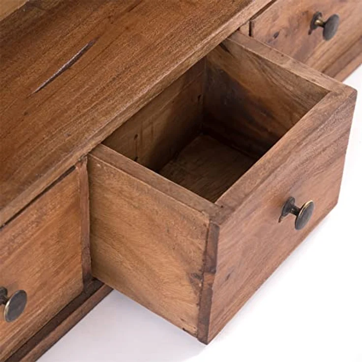DESIGN DELIGHTS Wandregal Nelia, handgefertigt aus Holz, Natur, 62x67x15 cm, 3 Ablagemöglichkeiten, ideal für Wohnzimmer und Küche – Bild 7