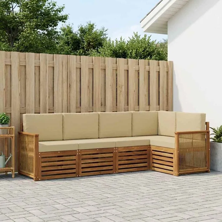 vidaXL Outdoor-Sofagarnitur 4 stk. 5-Sitzer Natur und Beige 3384359