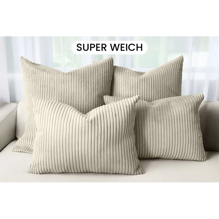 Amilian Dekokissen - Kissen Set 4er - Sofakissen mit Füllung 2 x 50 x 50 + 2 x 35 x 45 cm, (4 Stück) Kuschelkissen - Zierkissen mit Kissenfüllung - Couchkissen – Bild 2