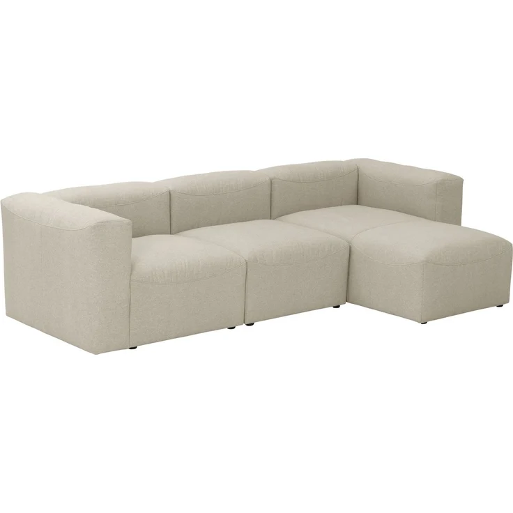 Sofa mit Longchair links Kattrina Flachgewebe creme – Bild 3