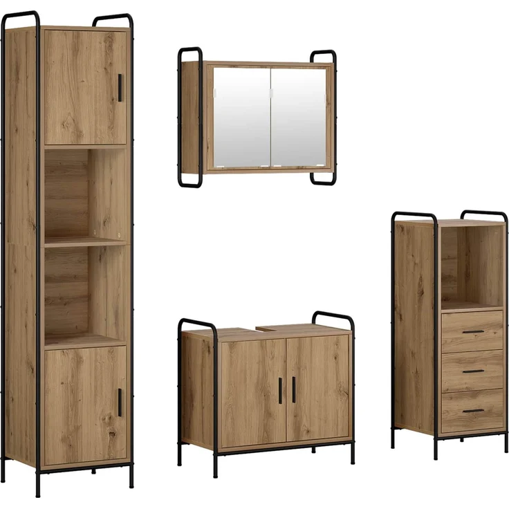 vidaXL Badezimmerschrank-Set 4 stk. Artisan-Eiche 40 x 36 x 181 cm 3444620 – Bild 2