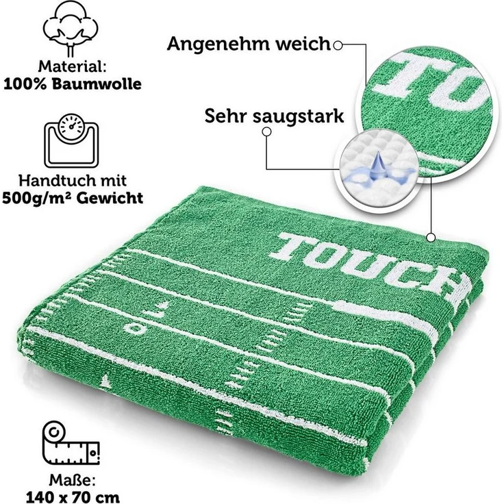 40YARDS Badetuch American Football Spielfeld Handtuch, Badetuch, Strandtuch, (1-St), 100% Baumwolle, Größe: 140 x 70 cm – Bild 2