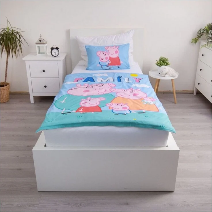Peppa Pig Kinderbettwäsche Peppa Wutz Big Pig Family Kinderbettwäsche 100x135 – Bild 5