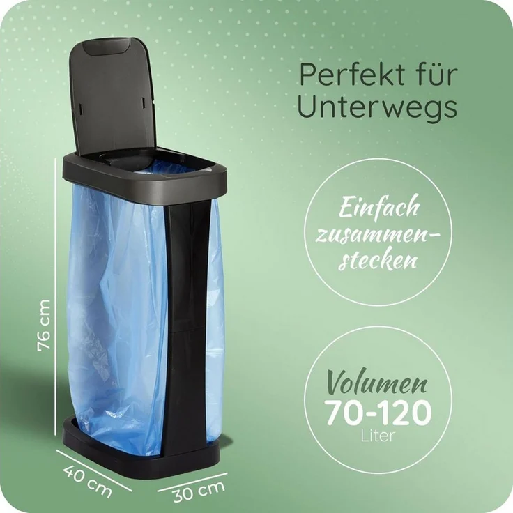 Novaliv Mülleimer 31049-1x, Novaliv Müllsackständer mit Deckel für 70L-120L Müllsäcke, extra Robus – Bild 3