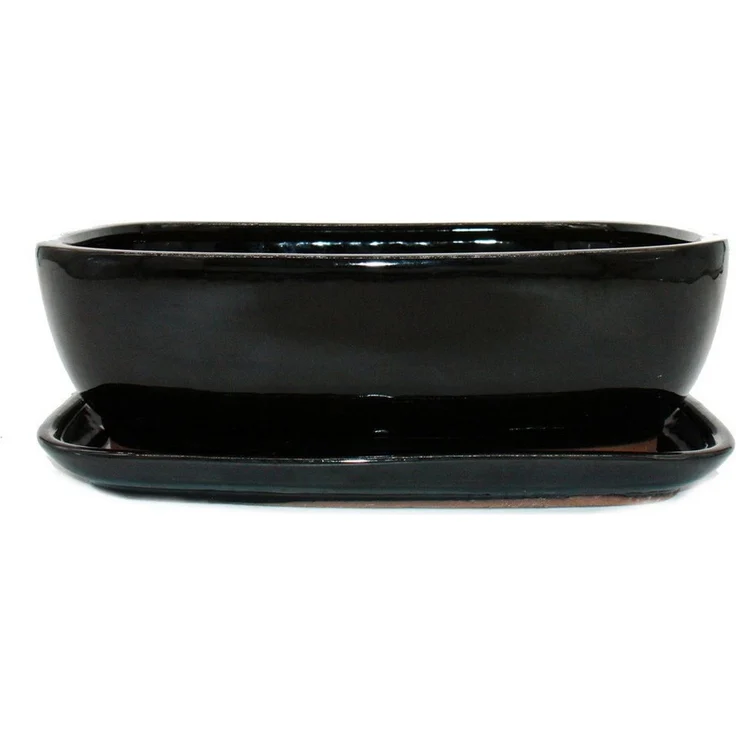 Exotenherz Pflanzschale Bonsai-Schale Unterteller Gr. 5 Schwarz Anthrazit rechteckig GB5 L 31cm (1 St) – Bild 4