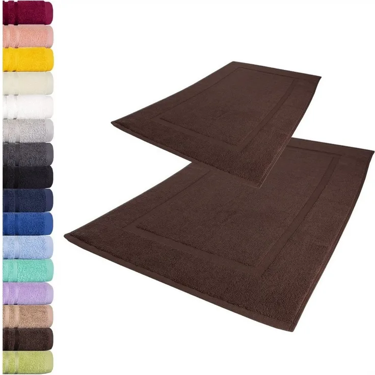 Lavea Badematte Elena, Höhe 3 mm, 2 Stück, Höhe 3 mm, 50x80cm, strapazierfähiger Badvorleger, beidseitig nutzbar, Baumwolle, rechteckig, pflegeleichte & saugstarker Duschvorleger, Fußbodenheizungen geeignet