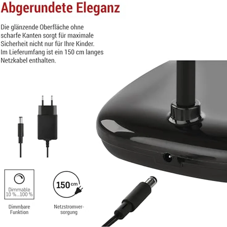 EMOS LED Tischlampe MOLLY, 12W, 650lm dimmbar, einstellbare Lichtfarbe, flexibler Lampenarm, schwarz, Z7638B – Bild 4