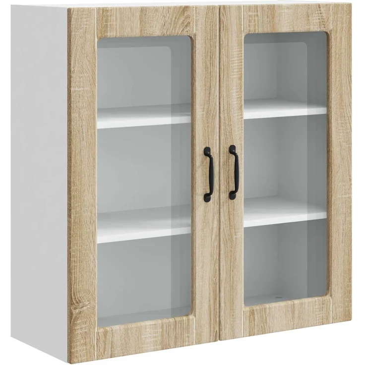 vidaXL Wandglas-Schrank PORTO Sonoma-Eiche 80 x 31 x 80 cm 885417 – Bild 2