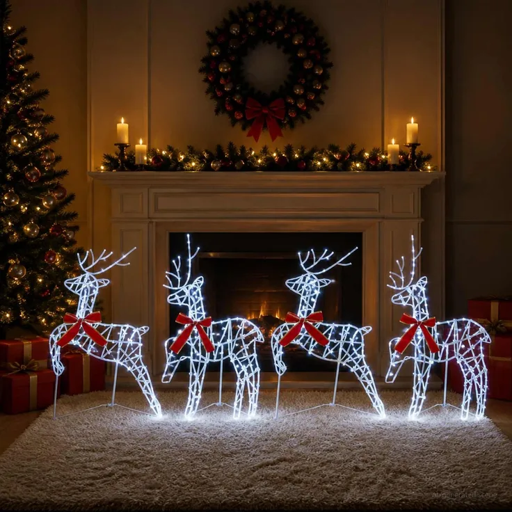vidaXL Weihnachtsrentier 4 stk. 180 LEDs Kaltweiß 3470427