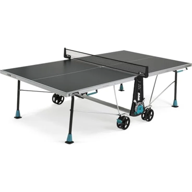 Cornilleau 300X Outdoor Tischtennisplatte, robuste Melaminharzplatte mit höhenverstellbaren Standbeinen, schwarz – Bild 1