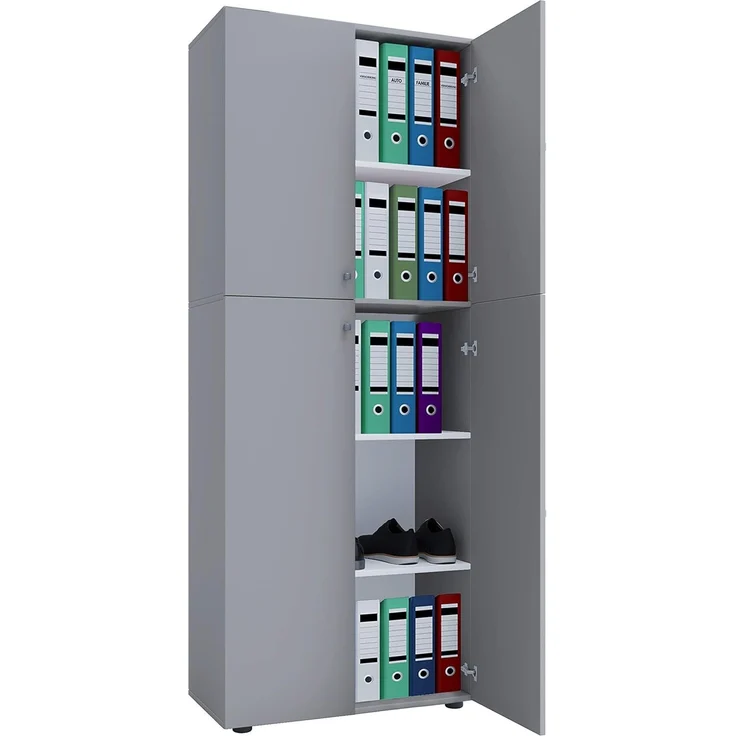 VCM Büroschrank Lona 914117 Grau B. 70 x H. 184 x T. 40 cm – Bild 1