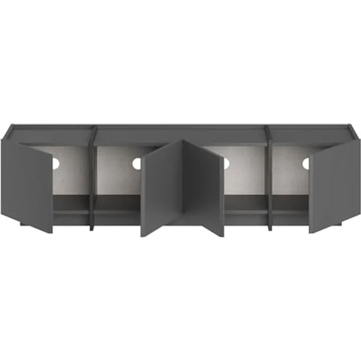 Modern TV Stand, Anthracite & Black, 180 x 46 x 35 cm | 100% Melamine Coated Particle Board, 18 mm Thick | Soft-Close Hinges, Stylish Design for Living Room & Entertainment Spaces – Bild 8